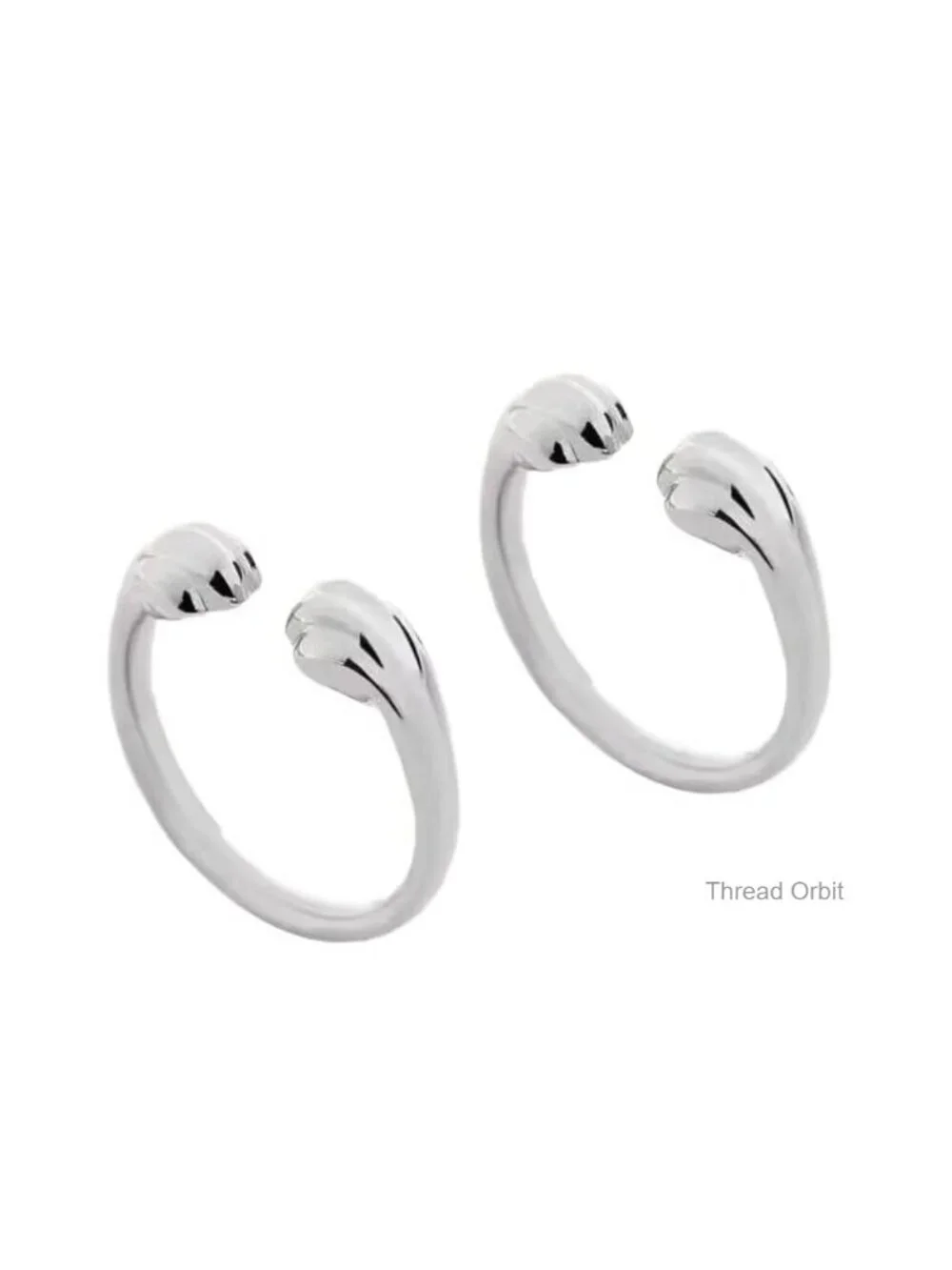 Cat Paw Hug Ring Set - Sterling Silver Adjustable Open Band - Stackable Rings